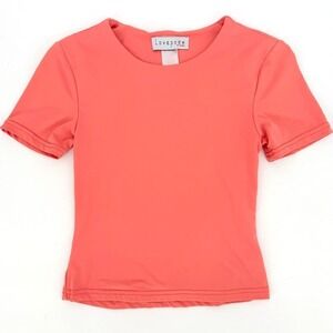 Lovepoem‎ by Block Womens Coral Pink Short Sleeve Crew Neck Stretch Top Size S